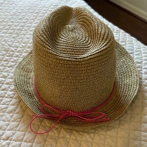Lilly Pulitzer for Target Gold Straw Fedora with Pink Trim